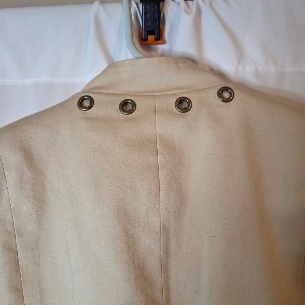 Y2K Grommet Jacket Cream Utility Military Style Cotton Stretch Minimalist Sz 10 - Picture 10 of 10